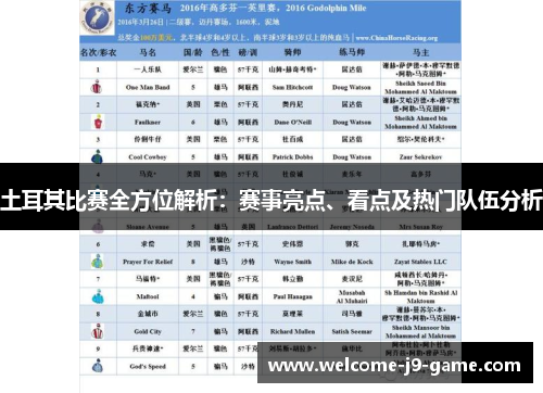 土耳其比赛全方位解析：赛事亮点、看点及热门队伍分析
